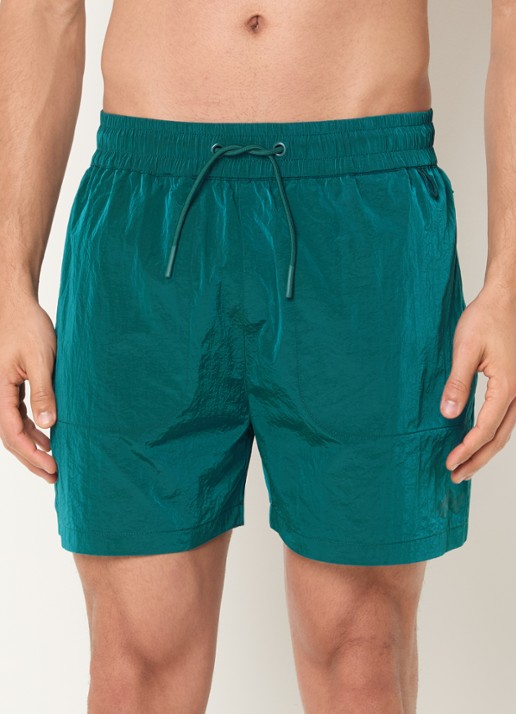 OLAF Signature zwemshorts met glanzende finish en ritszakken  - detail 4 zeegroen
