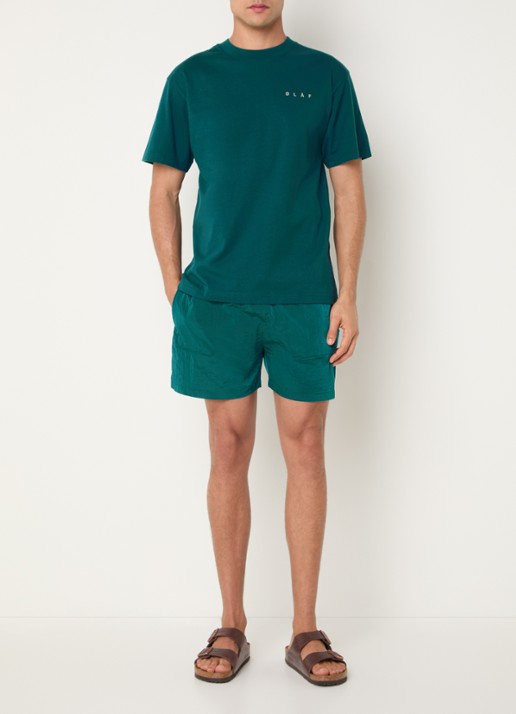 OLAF Signature zwemshorts met glanzende finish en ritszakken  - voorkant 3 zeegroen