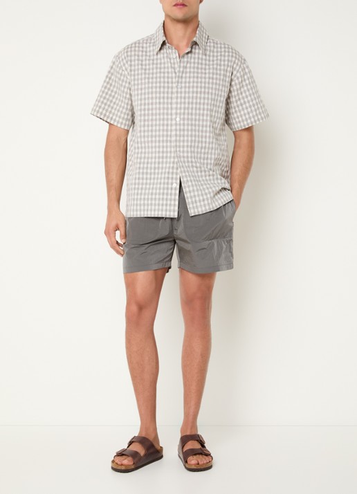 OLAF Signature zwemshorts met glanzende finish en ritszakken  - voorkant 3 grijs