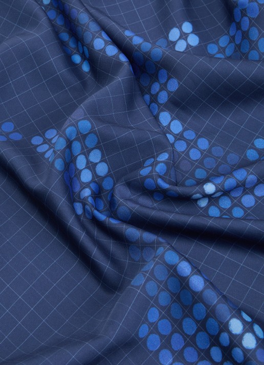 OLAF Sjaal met stippenprint 75 x 75 cm  - detail 3 donkerblauw