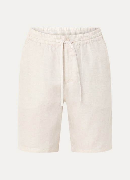 OLAF Straight fit korte broek in linnenblend met steekzakken - voorkant 3 creme