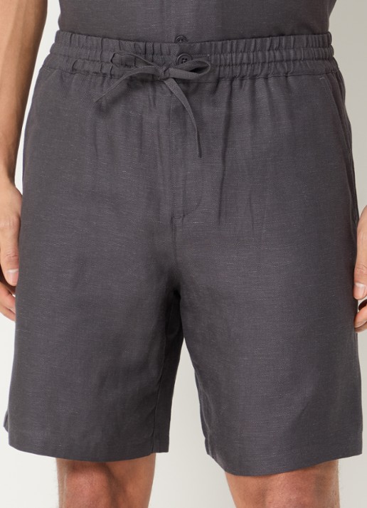 OLAF Straight fit korte broek in linnenblend met trekkoord