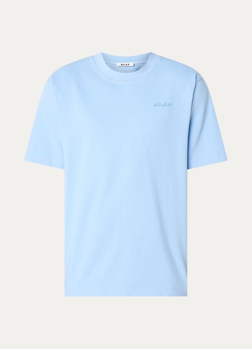 OLAF Studio T-shirt met logoborduring - voorkant lichtblauw