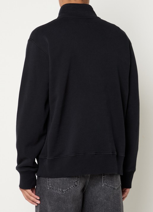 OLAF Sweater met halve rits en logoborduring - achterkant 3 zwart