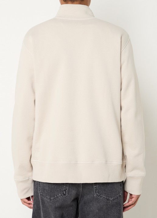 OLAF Sweater met halve rits en logoborduring - achterkant beige