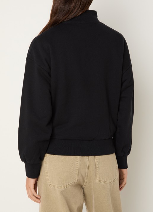 OLAF Sweater met halve rits en logoborduring - achterkant 4 zwart