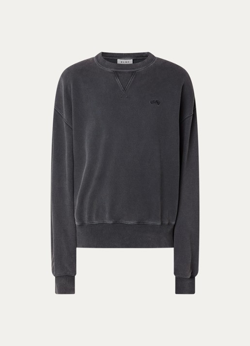 OLAF Sweater met logoborduring - voorkant antraciet