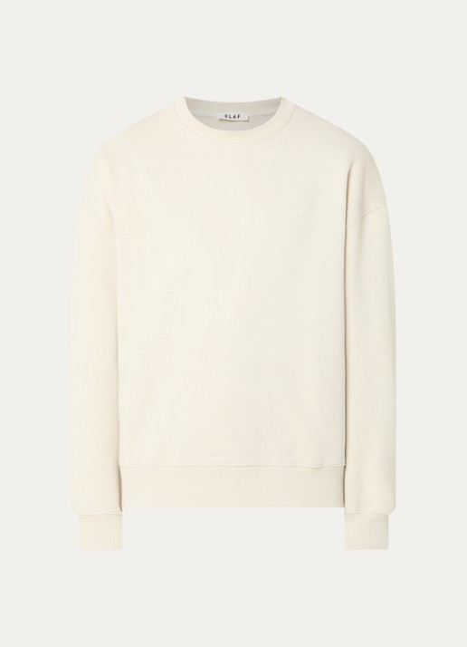 OLAF Sweater met logoborduring - voorkant creme