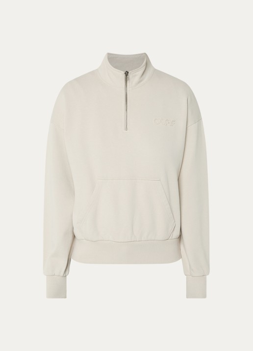OLAF Sweater met logoborduring - voorkant beige