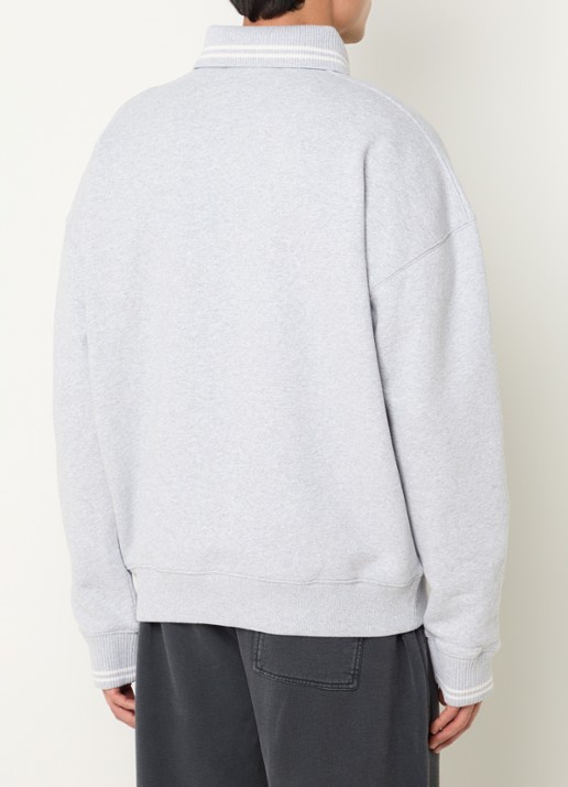OLAF Sweater met polokraag en logoborduring - achterkant 2 grijsmele