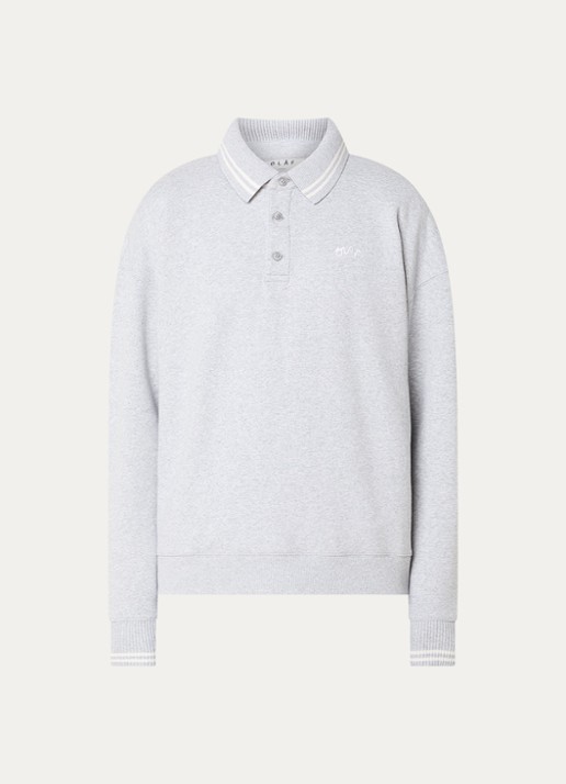 OLAF Sweater met polokraag en logoborduring - voorkant 3 grijsmele