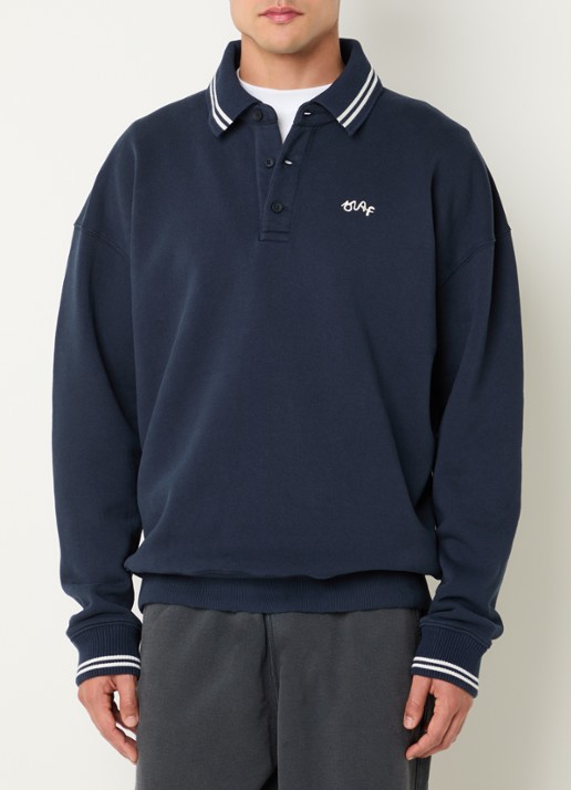 OLAF Sweater met polokraag en logoborduring