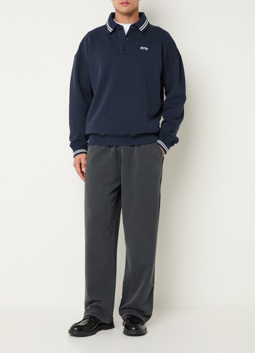 OLAF Sweater met polokraag en logoborduring - voorkant 4 donkerblauw