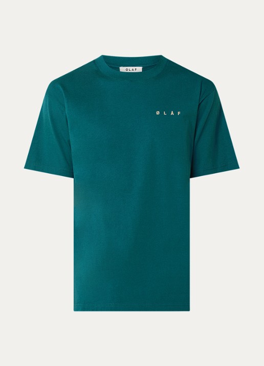 OLAF T-shirt met front- en backprint - voorkant 2 zeegroen