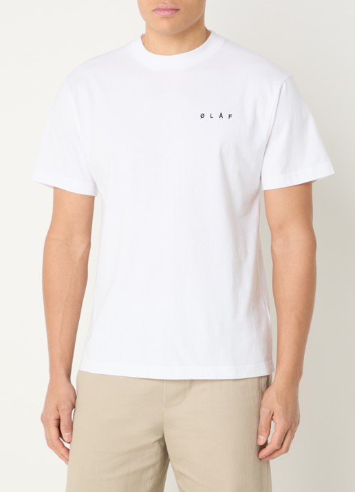 OLAF T-shirt met logo- en backprint - achterkant 4 wit