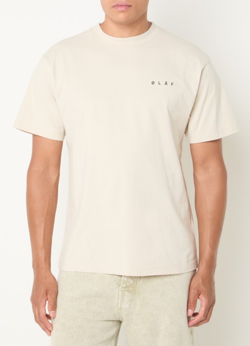 OLAF T-shirt met logo- en backprint - achterkant 3 creme