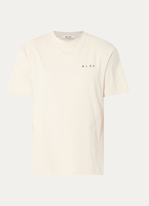 OLAF T-shirt met logo- en backprint - voorkant creme