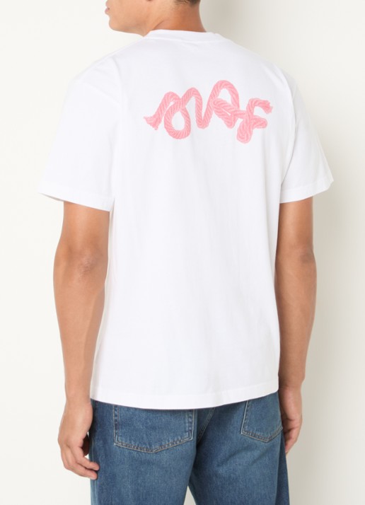 OLAF T-shirt met logo- en backprint - detail wit