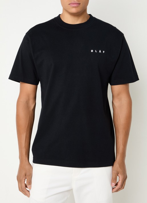 OLAF T-shirt met logo- en backprint - achterkant zwart