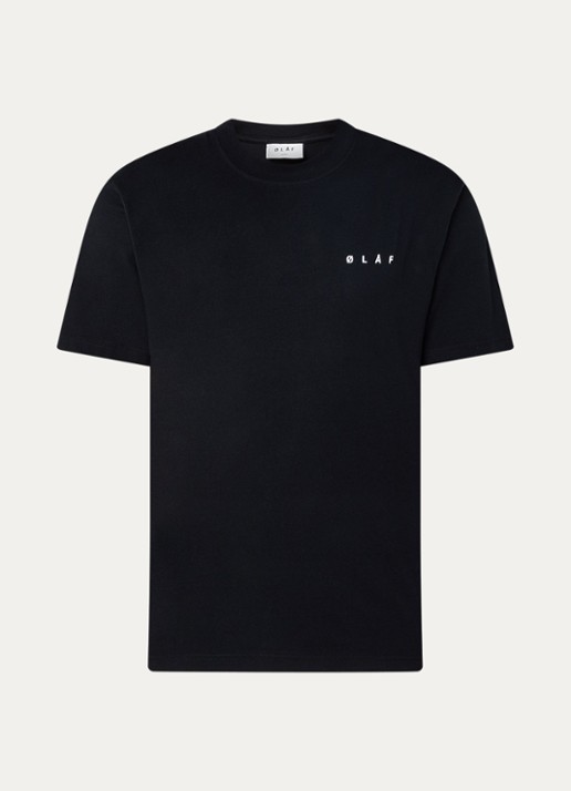OLAF T-shirt met logo- en backprint - voorkant 2 zwart