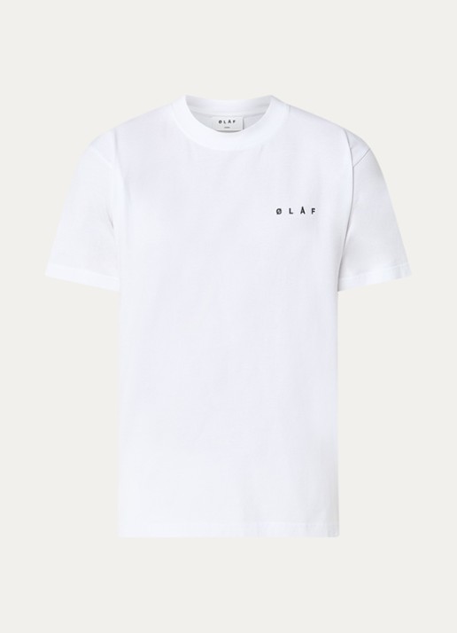 OLAF T-shirt met logo- en backprint - voorkant 3 gebroken wit