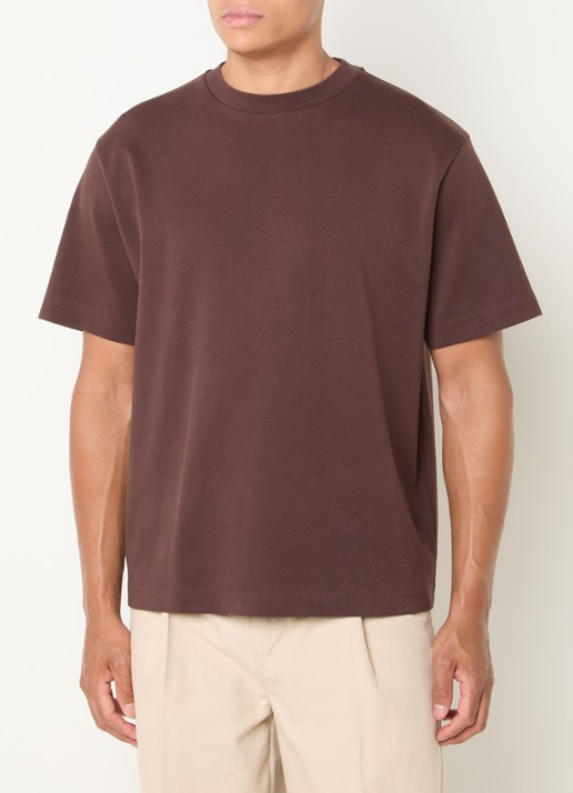 OLAF T-shirt met logo - detail bruin