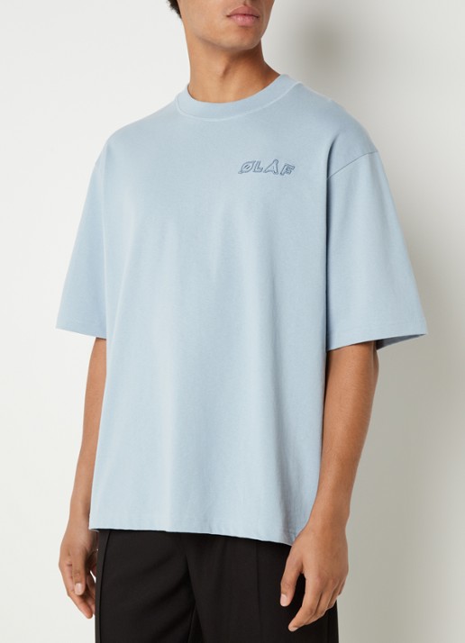 OLAF T-shirt met logoborduring - detail 4 blauwgrijs