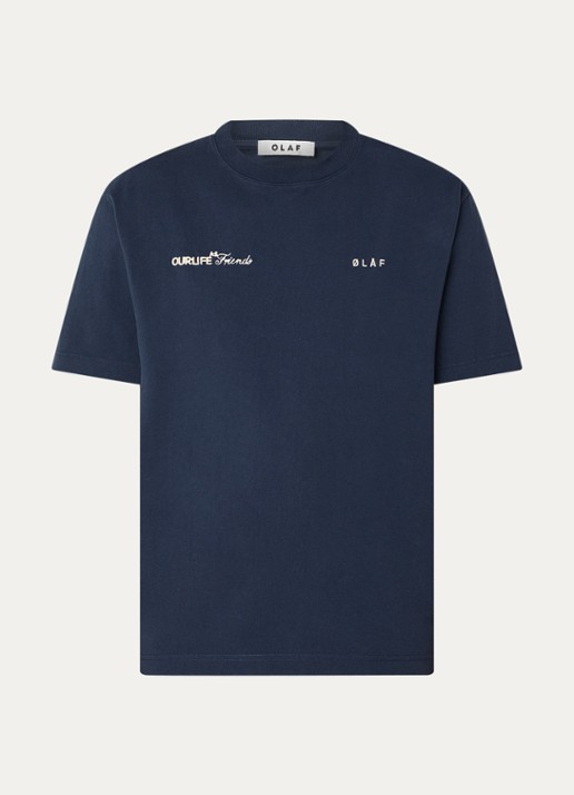 OLAF T-shirt met logoborduring - voorkant donkerblauw