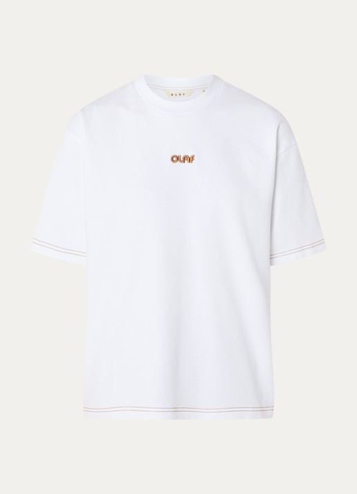 OLAF T-shirt met logoborduring - voorkant wit