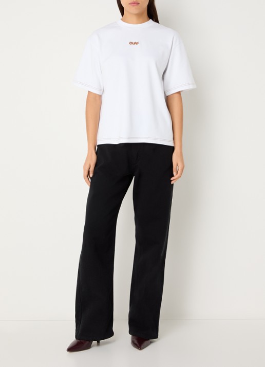 OLAF T-shirt met logoborduring - voorkant 2 wit