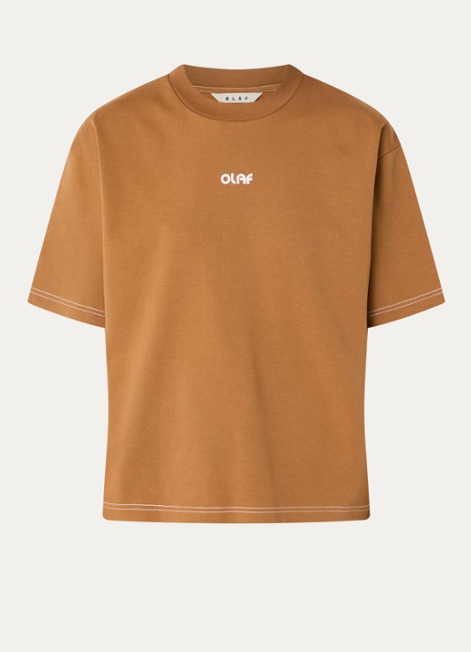 OLAF T-shirt met logoborduring - voorkant 3 camel