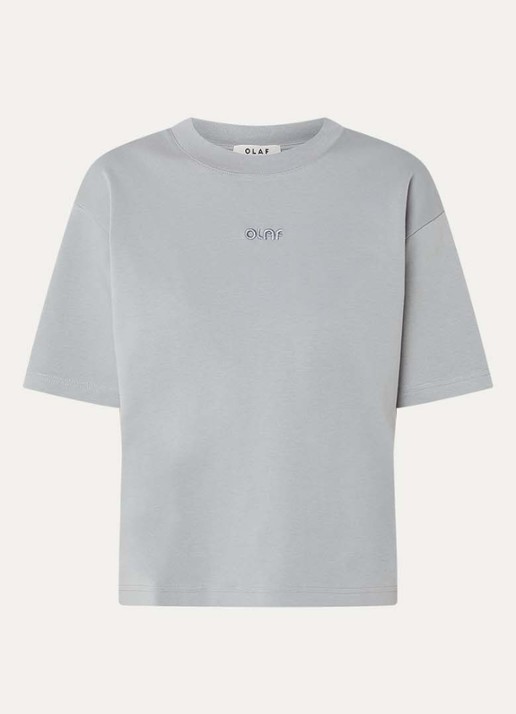 OLAF T-shirt met logoborduring - voorkant grijs