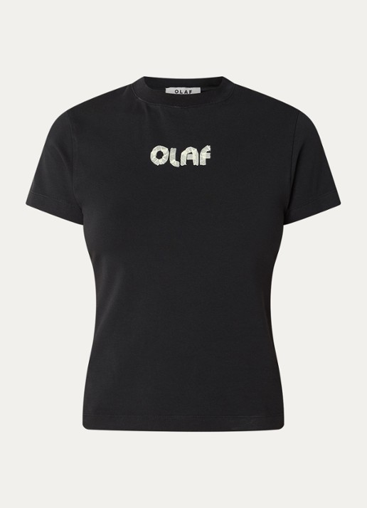 OLAF T-shirt met logoprint - voorkant zwart