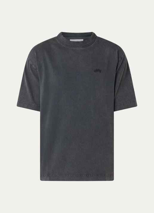 OLAF T-shirt met verwassen afwerking en logo - voorkant 2 antraciet