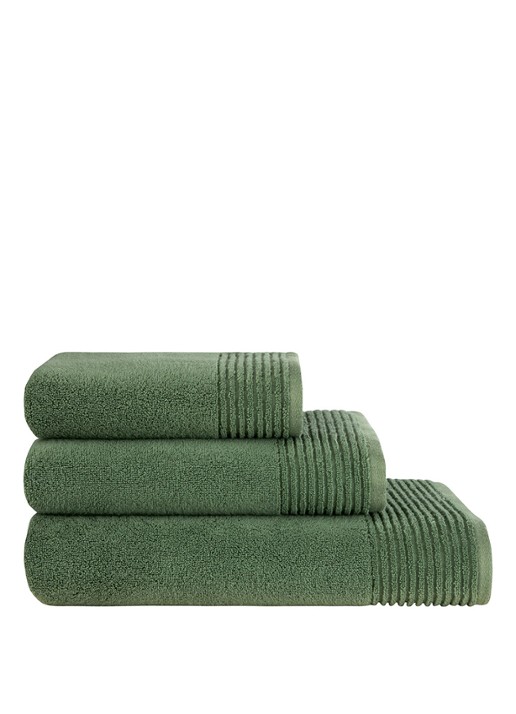 Olivier Desforges Alizee badlaken van katoen 450 gr/m2 - 70 x 140 cm - achterkant 4 olijfgroen
