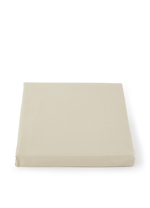 Olivier Desforges Damier hoeslaken van katoensatijn 300TC, hoekhoogte 25 cm - voorkant 3 donkerbeige