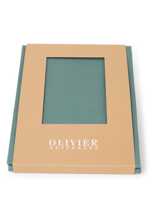 Olivier Desforges Damier hoeslaken van katoensatijn 300TC, hoekhoogte 25 cm - voorkant 2 petrol