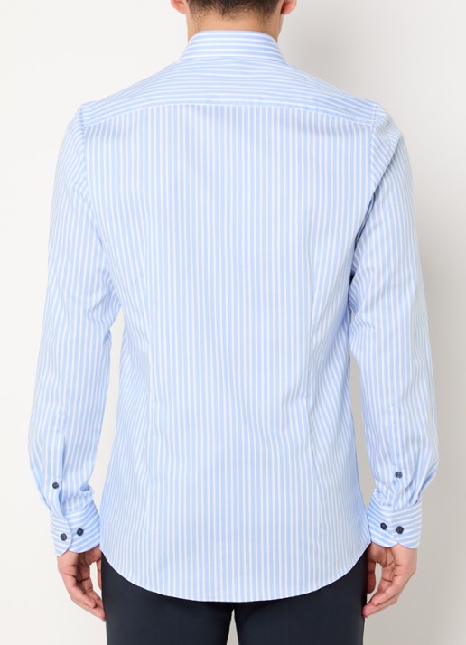 Olymp Level 5 slim fit strijkvrij overhemd met streepprint - achterkant 5 lichtblauw