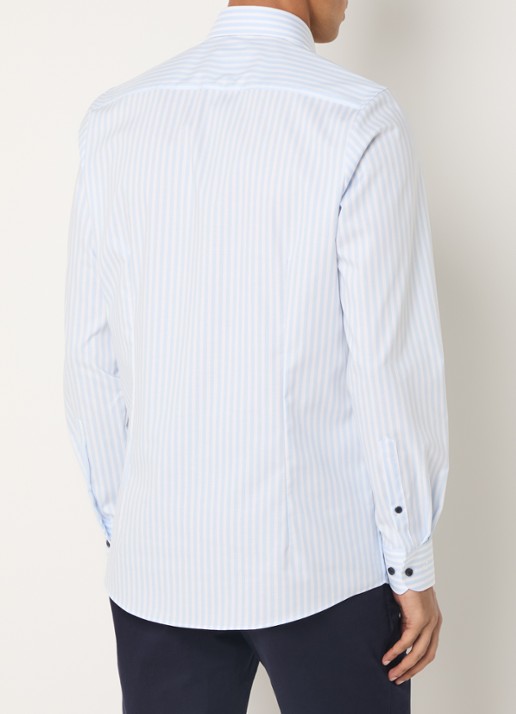Olymp Level Five body fit overhemd met streepprint - achterkant 3 blauw