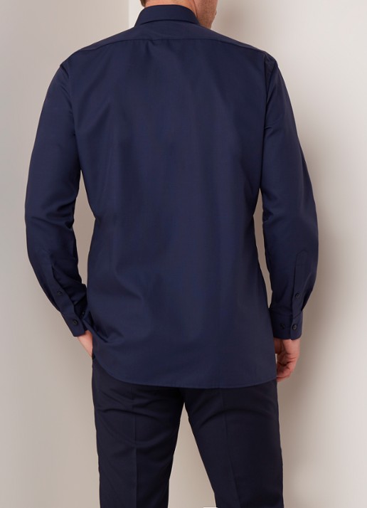 Olymp Luxor modern fit overhemd in uni - achterkant donkerblauw