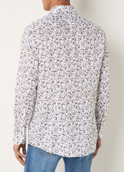 Olymp Luxor regular fit overhemd met bloemenprint - achterkant 2 wit