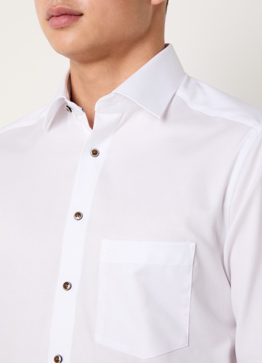 Olymp Luxor regular fit overhemd met microdessin - detail 2 wit
