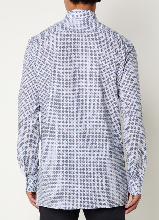 Olymp Luxor regular fit overhemd met print - achterkant donkerblauw