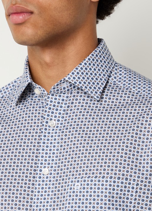 Olymp Luxor regular fit overhemd met print - detail 3 donkerblauw