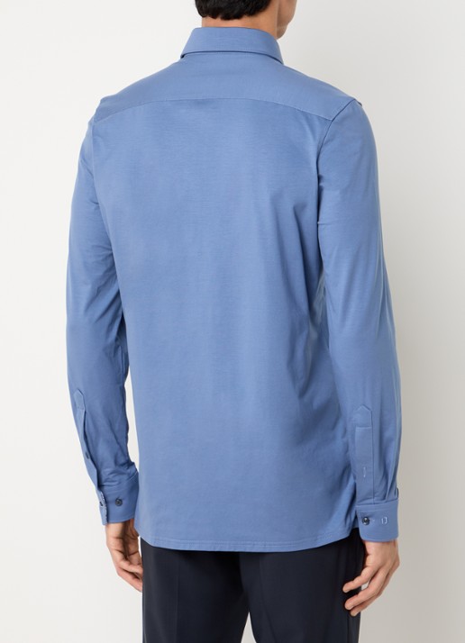 Olymp Luxor regular fit overhemd met stretch - achterkant 3 staalblauw