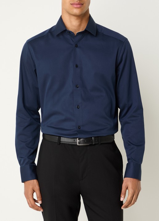 Olymp Luxor regular fit overhemd van katoen - detail 4 donkerblauw