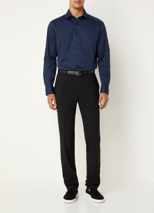 Olymp Luxor regular fit overhemd van katoen - voorkant 3 donkerblauw
