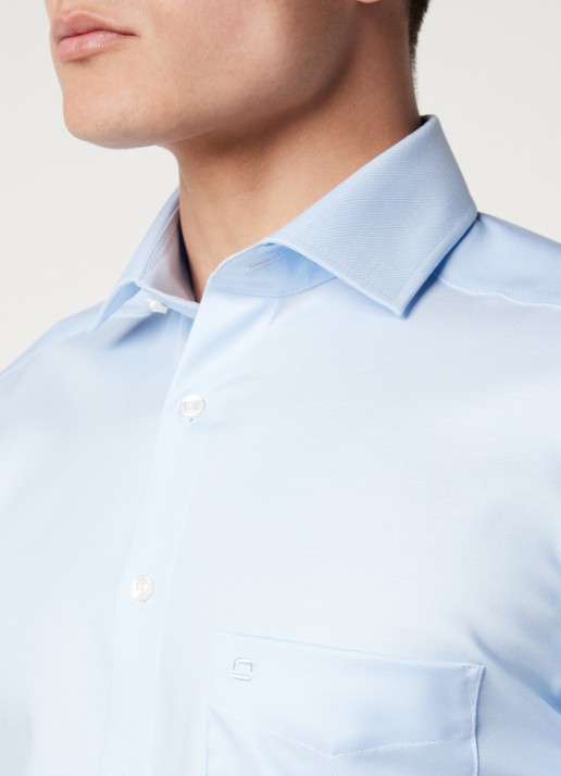 Olymp Modern fit overhemd met borstzak - detail 2 lichtblauw