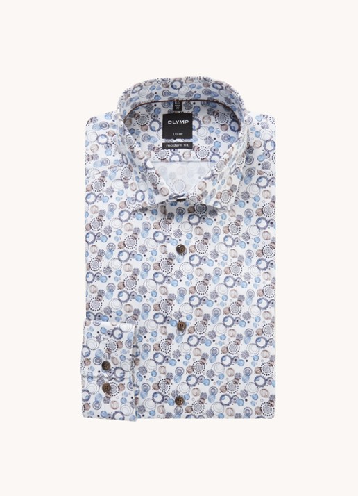 Olymp Modern fit overhemd met print - voorkant wit