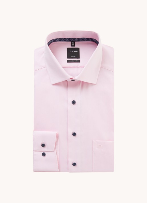Olymp Modern fit strijkvrij overhemd met stretch - voorkant 3 roze